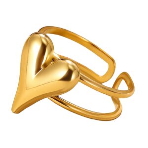 Inel "Inimă", Oţel placat cu aur 18K